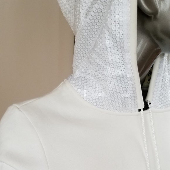 White sequined Hood Sweat Shirt - Picture 3 of 8